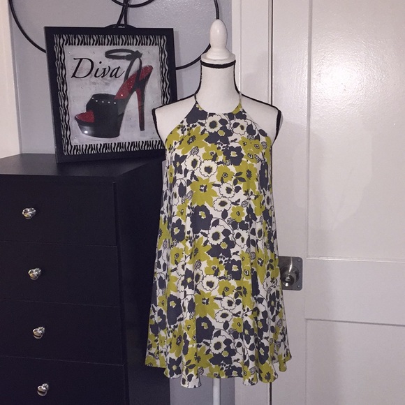 Green Gray Floral Sun Dress Sz S - Picture 1 of 4